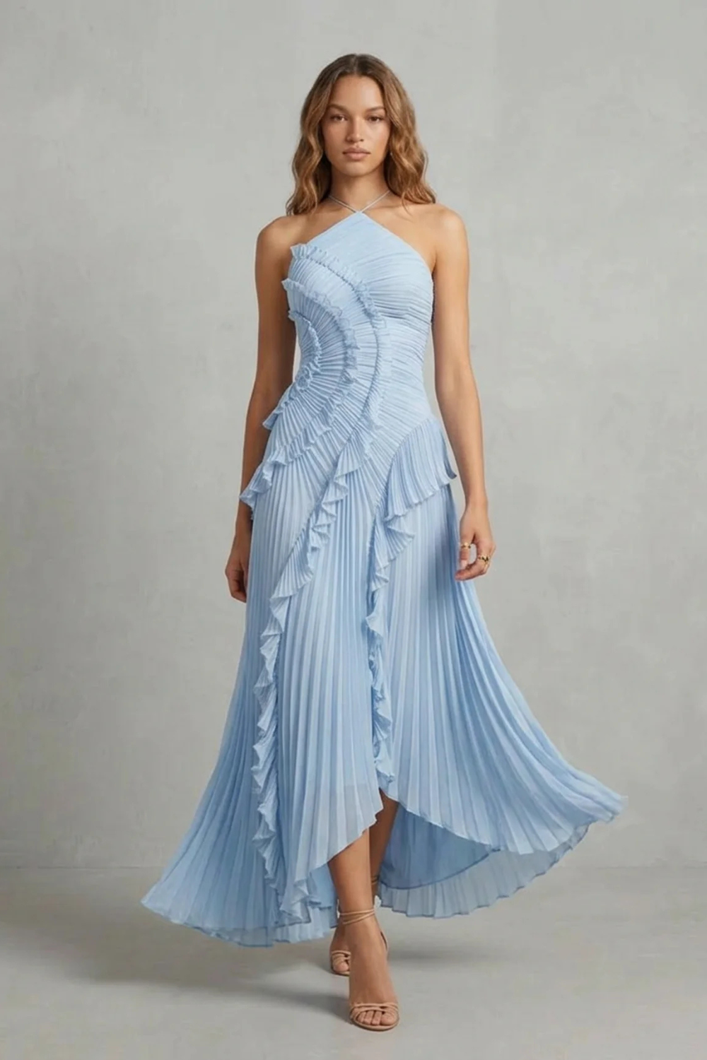 Lavirea | Vestido de un hombro – Pliegues esculpidos