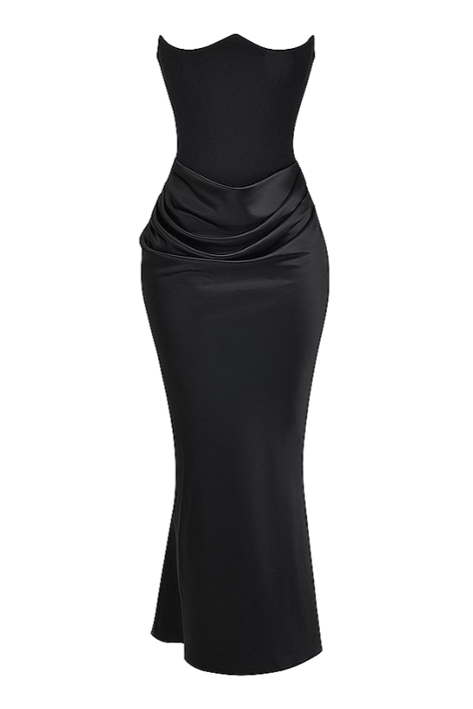 Emily | Vestido Maxi Drapado Sin Tirantes
