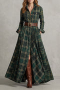 Velerine | Encanto Highland – Vestido camisero maxi de cuadros (Incluye cinturón)