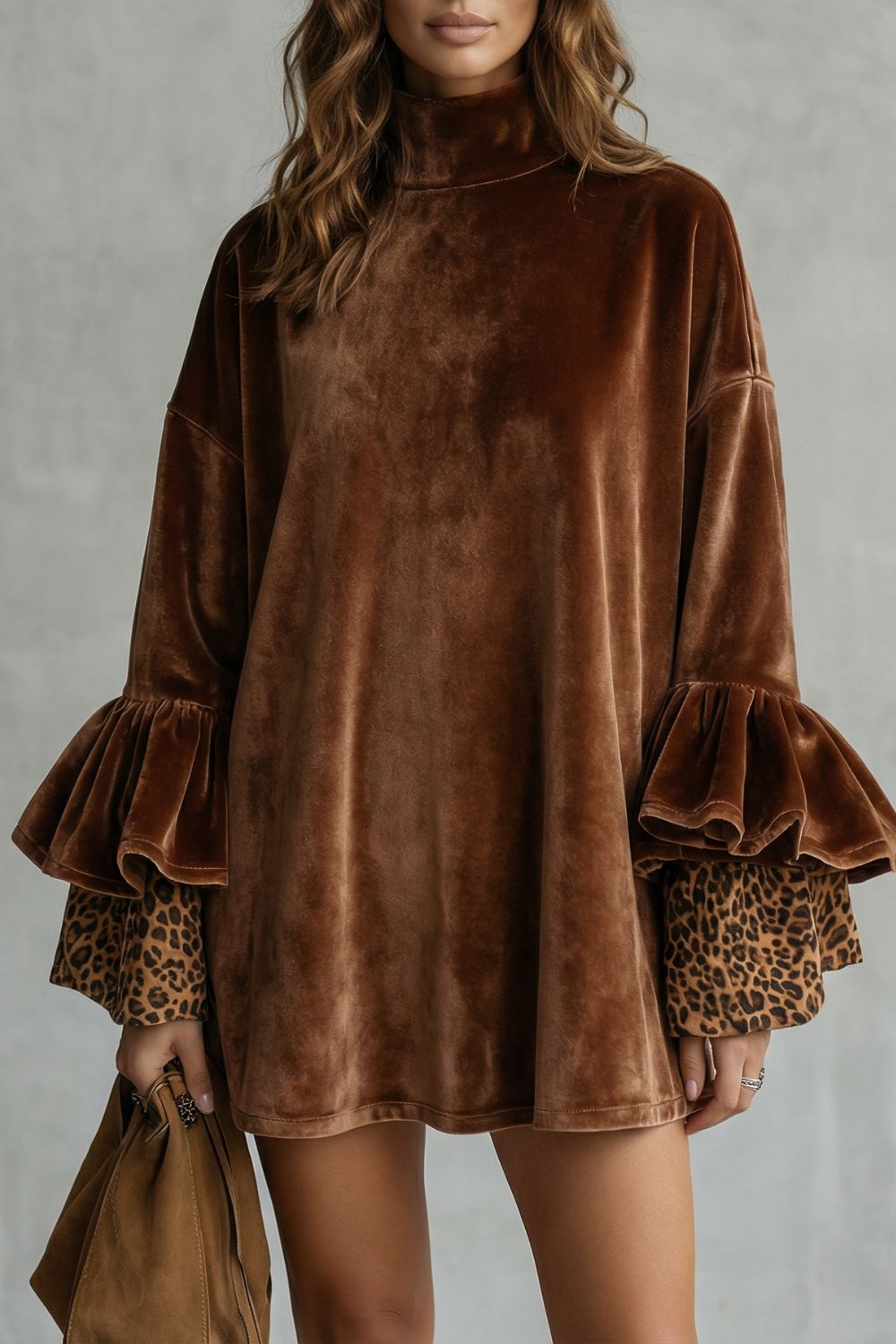 Velanique | Detalle de mangas escalonadas – Minivestido de terciopelo