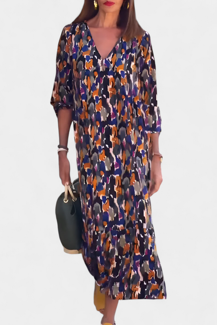 Teodora | Vestido Retro Impreso con Escote en V