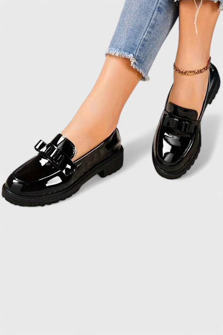 Zinnia | Mocasines con Detalle de Lazo y Tacón Bloque