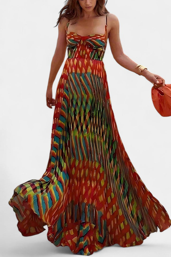 Océana | Vestido Maxi Halter Abstracto