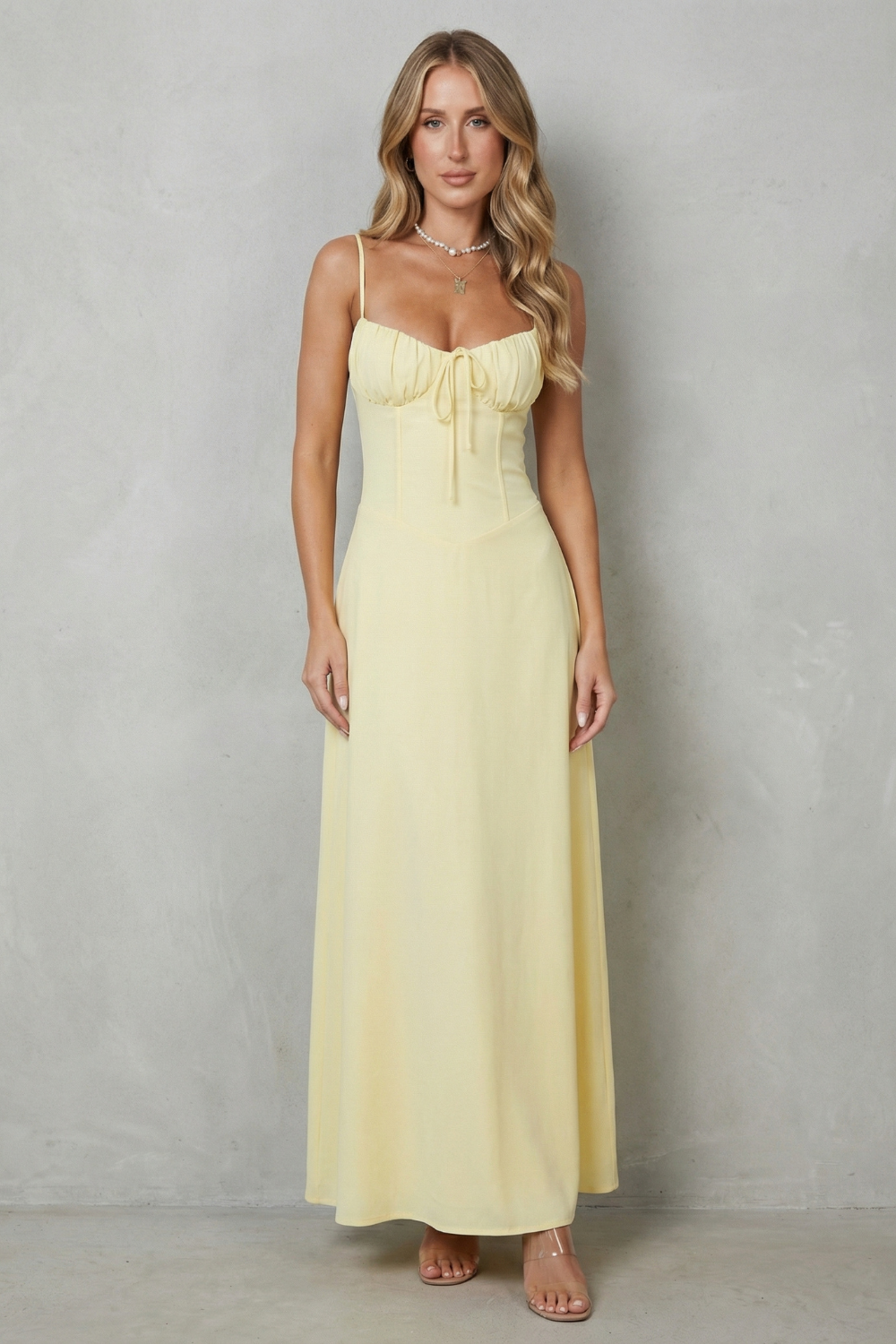 Selena | Vestido largo sin mangas con corpiño tipo corsé – Encanto romántico