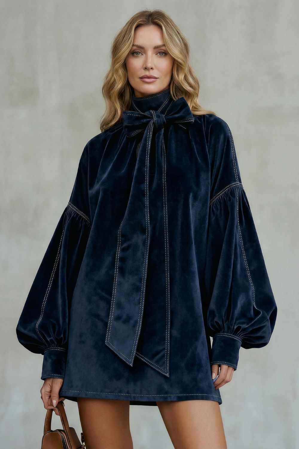 Velourine | Elegancia con escote de lazo – Minivestido