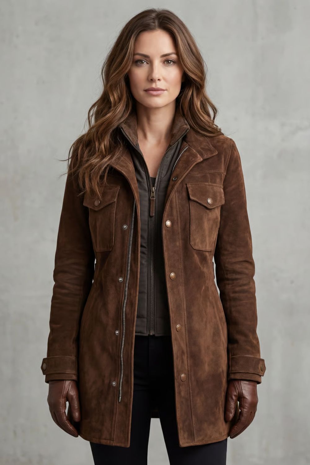 Bellavue | Acabado sastre efecto ante – Abrigo largo