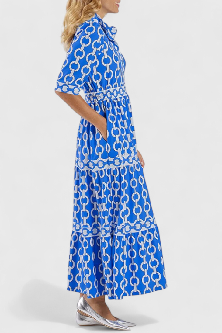 Casilda | Vestido Midi con Estampado de Cadenas
