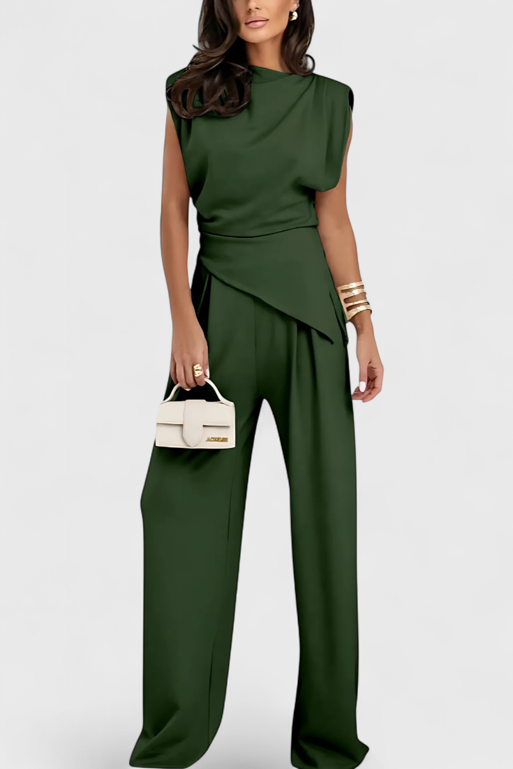 Catalina | Conjunto asimétrico de dos piezas con pantalón palazzo