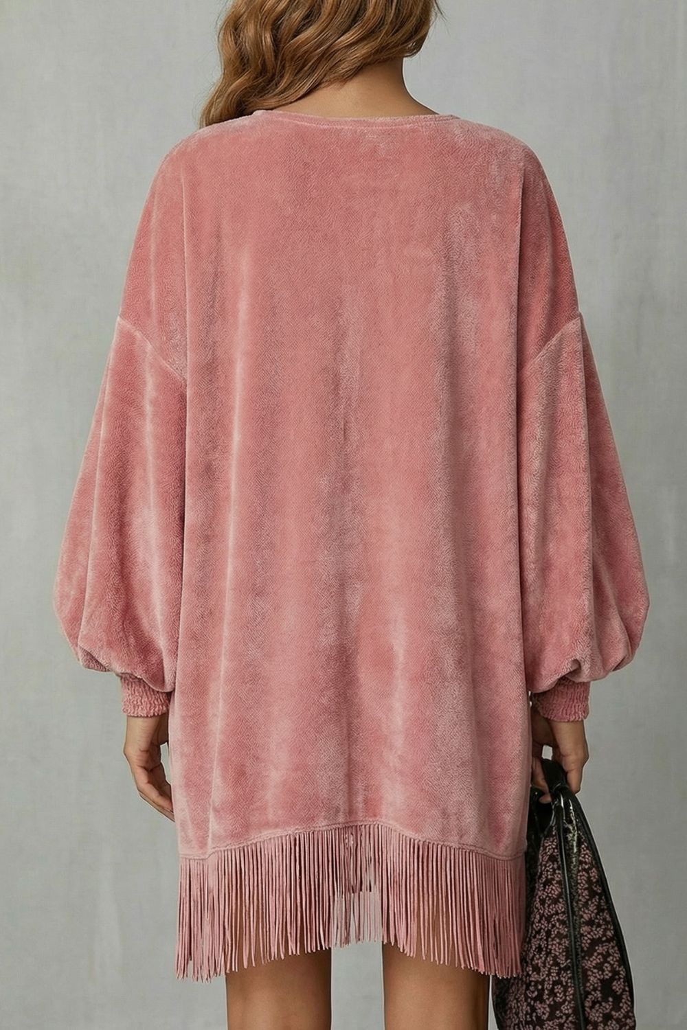 Bellurie | Mangas voluminosas – Minivestido con flecos