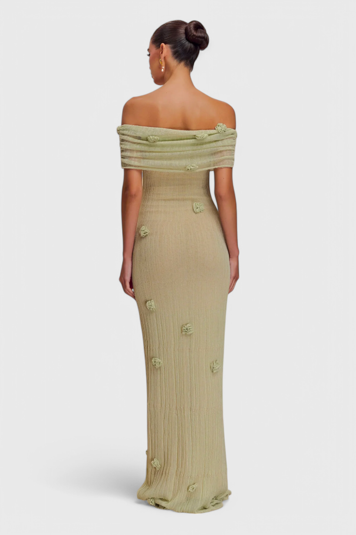 Barbara | Vestido Maxi de Punto Off-Shoulder