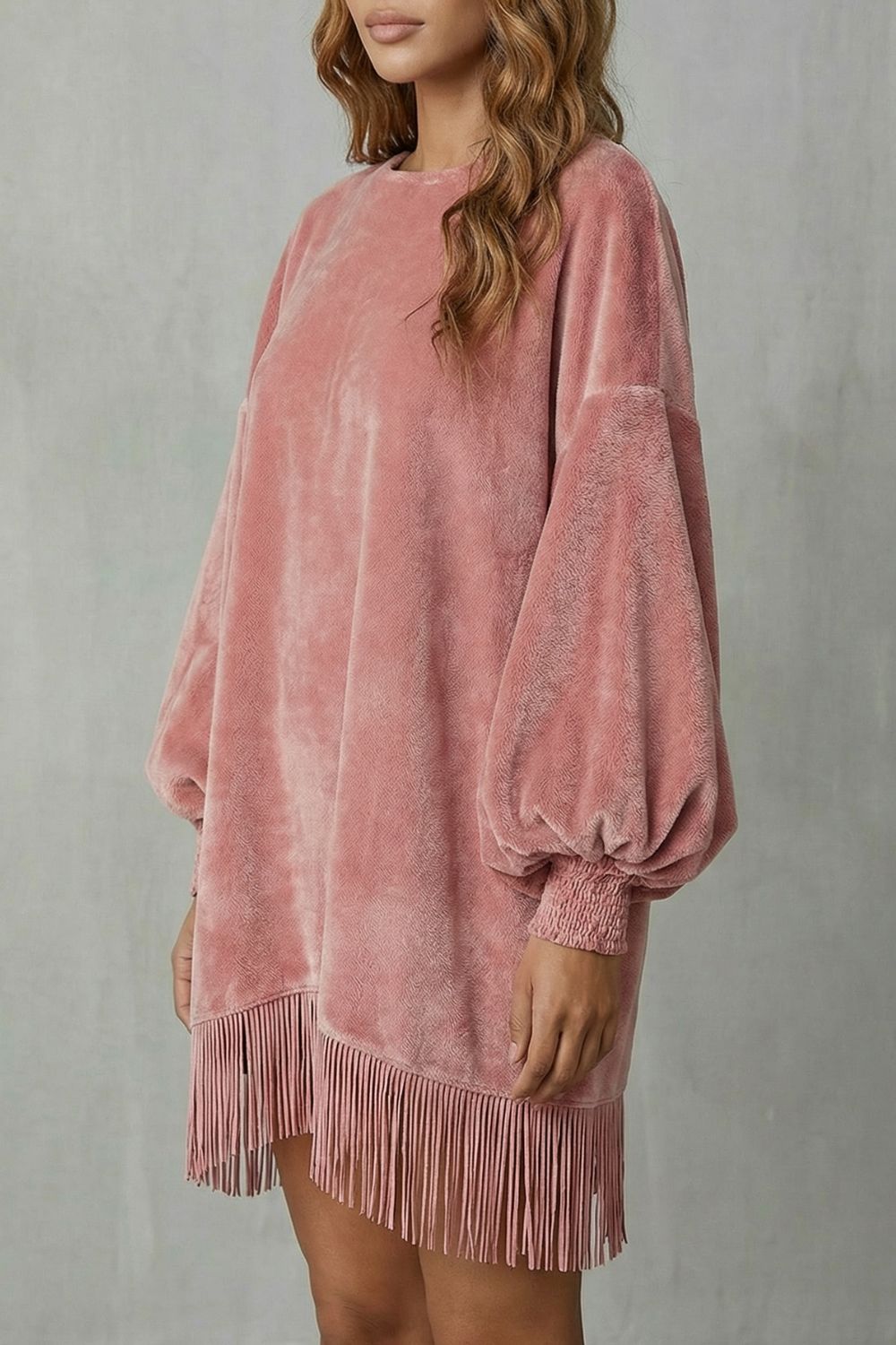 Bellurie | Mangas voluminosas – Minivestido con flecos