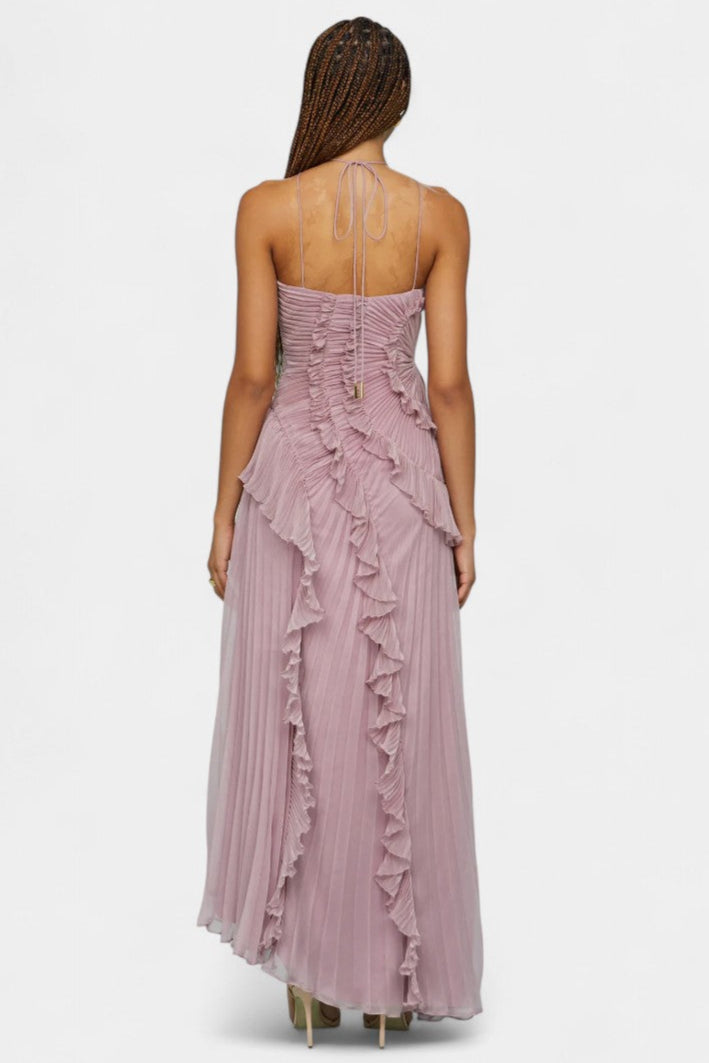 Bia | Vestido de Halter con Volantes Plisados