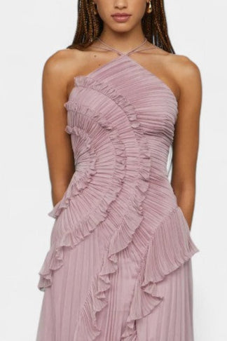 Bia | Vestido de Halter con Volantes Plisados