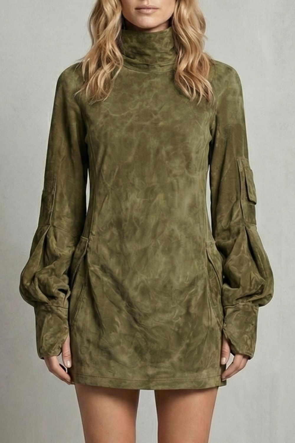 Marcella | Silueta de cuello alto – Minivestido efecto ante