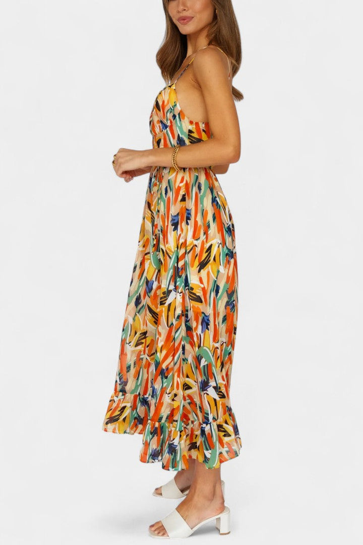 Fiona | Vestido Midi de Impresión Vibrante