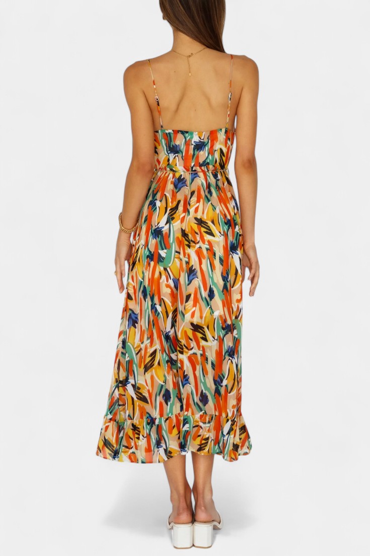 Fiona | Vestido Midi de Impresión Vibrante