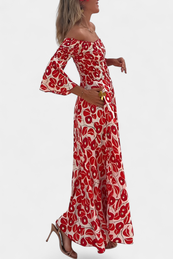 Mar | Vestido Floral con Hombros Descubiertos