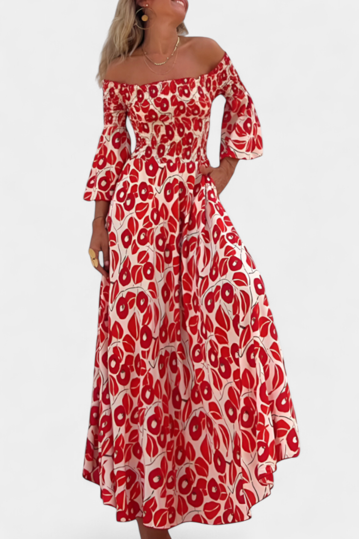Mar | Vestido Floral con Hombros Descubiertos