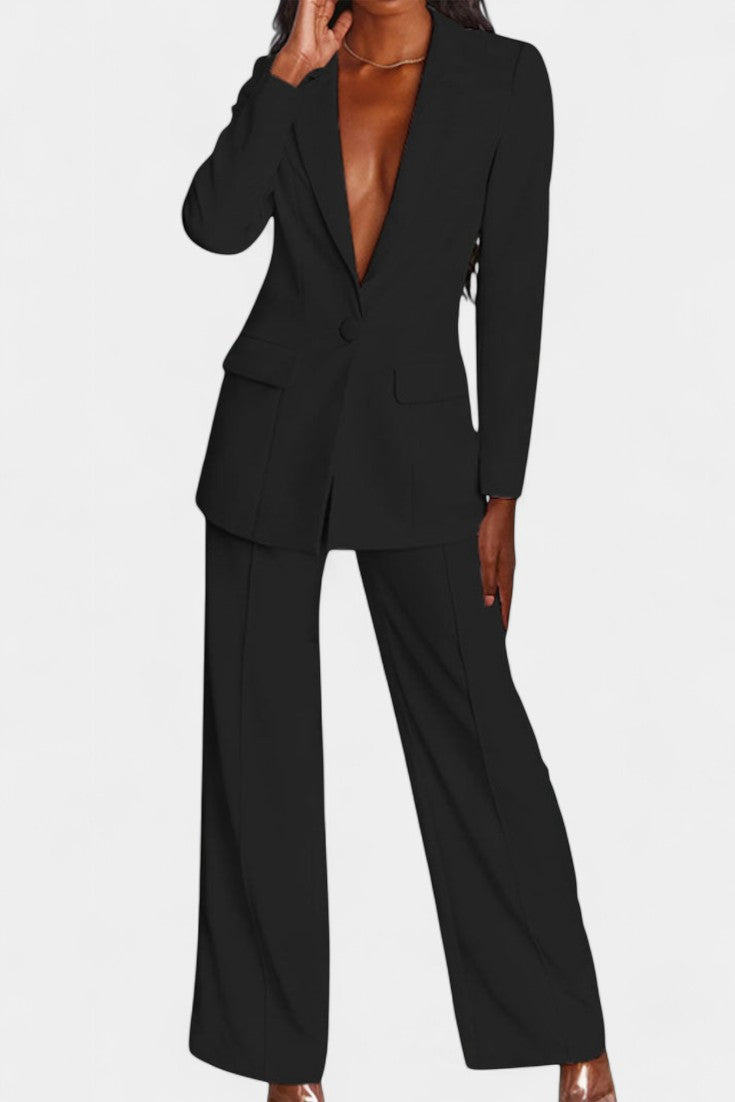 Marnie | Conjunto de Blazer a Medida y Pantalones de Pierna Ancha