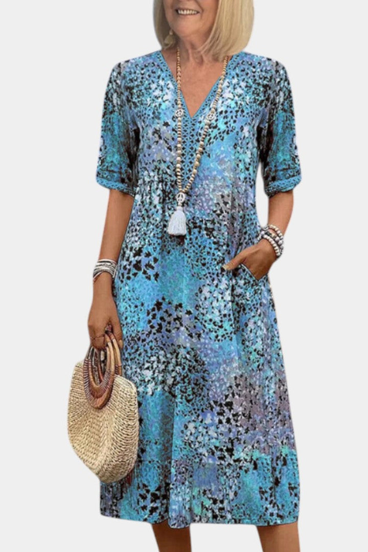 Perla | Vestido Midi Boho con Estampado Floral