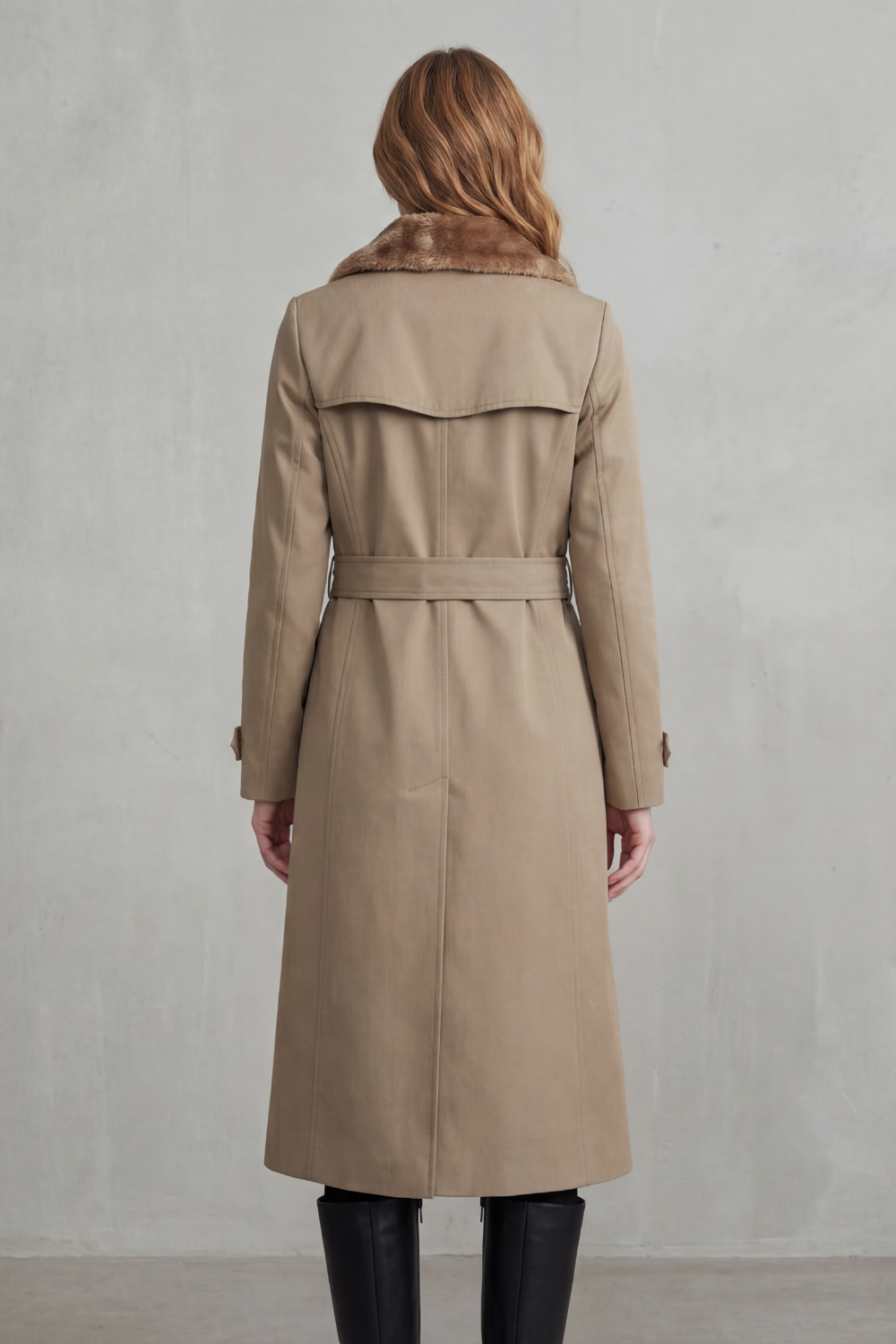 Carletta | Forro de pelo sintético – Abrigo invernal trench cruzado