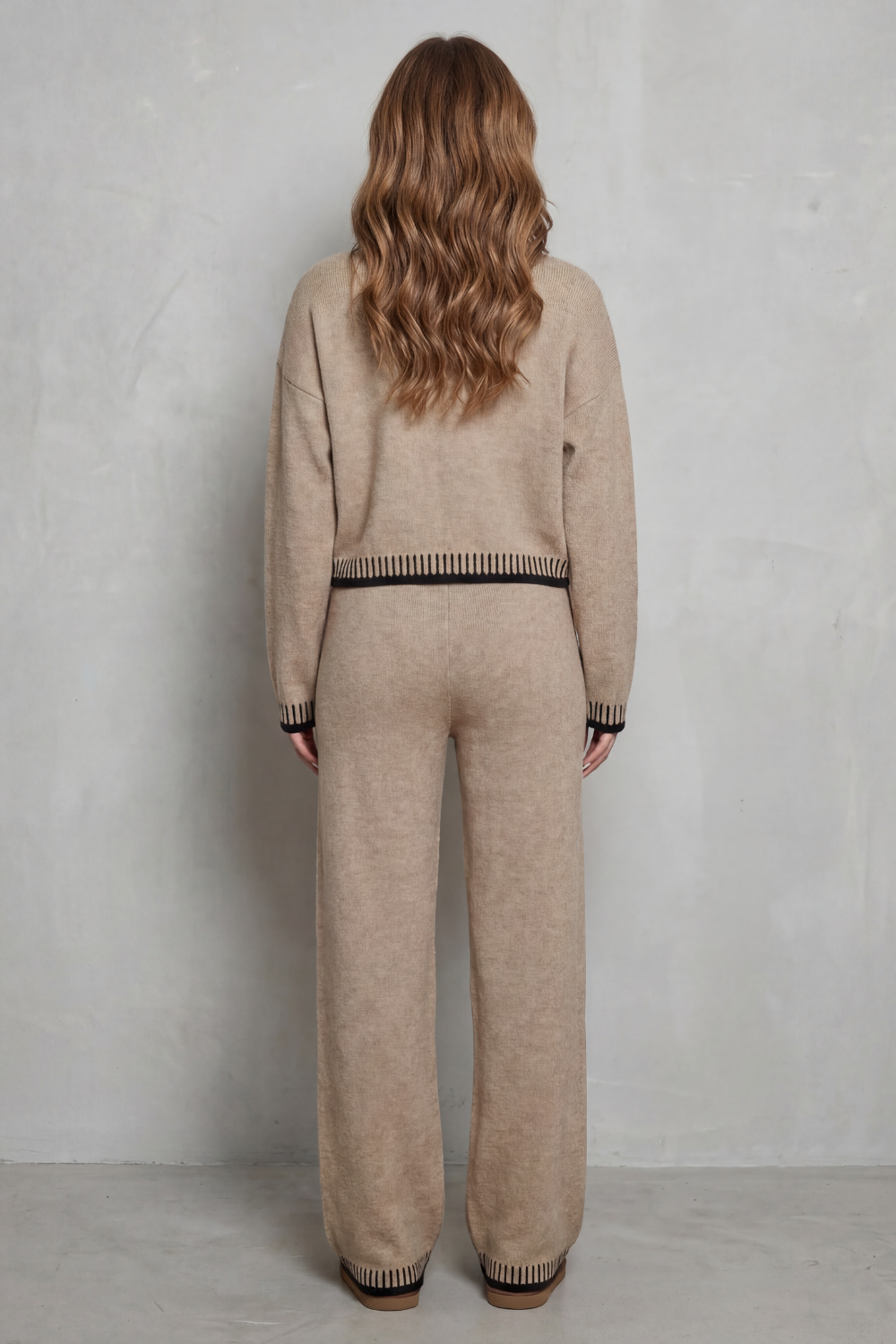 Cerivelle | Ribete en contraste – Conjunto de punto loungewear