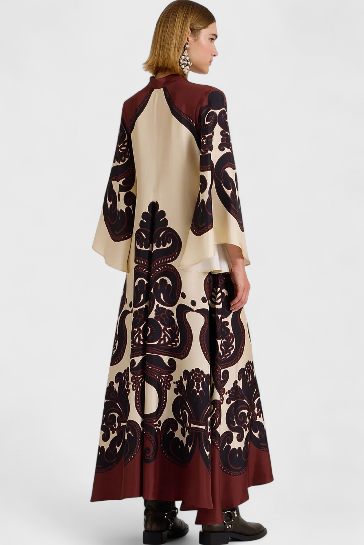 Maritza | Vestido con Estampado de Grenadilla y Cuello Alto