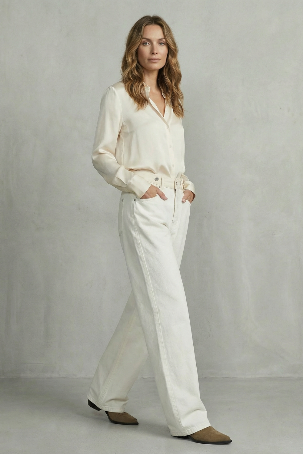 Elarisse | Vaqueros wide leg – Cinturilla triple pliegue