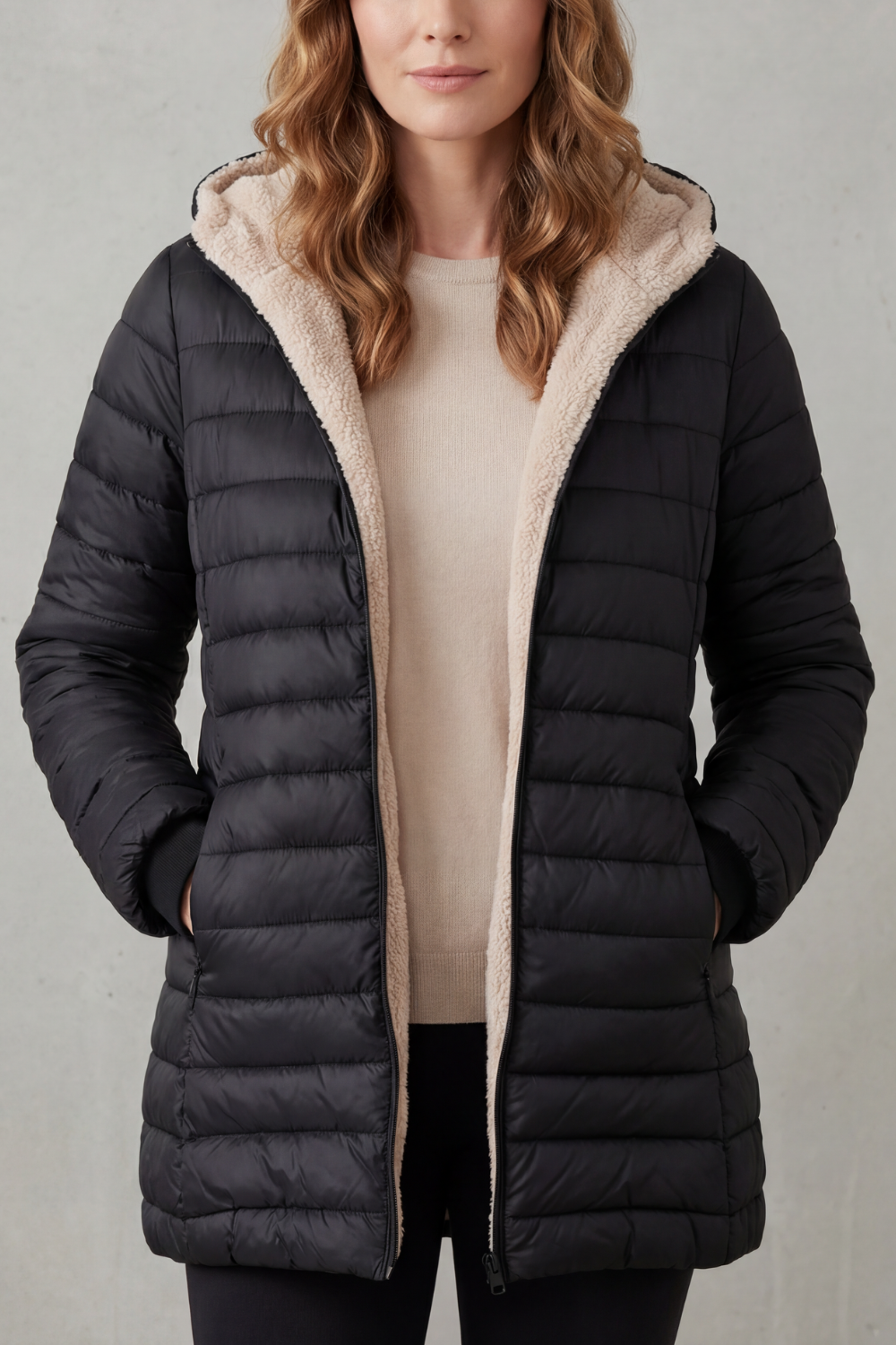 Ellavue | Confort con forro sherpa – Chaqueta puffer con capucha