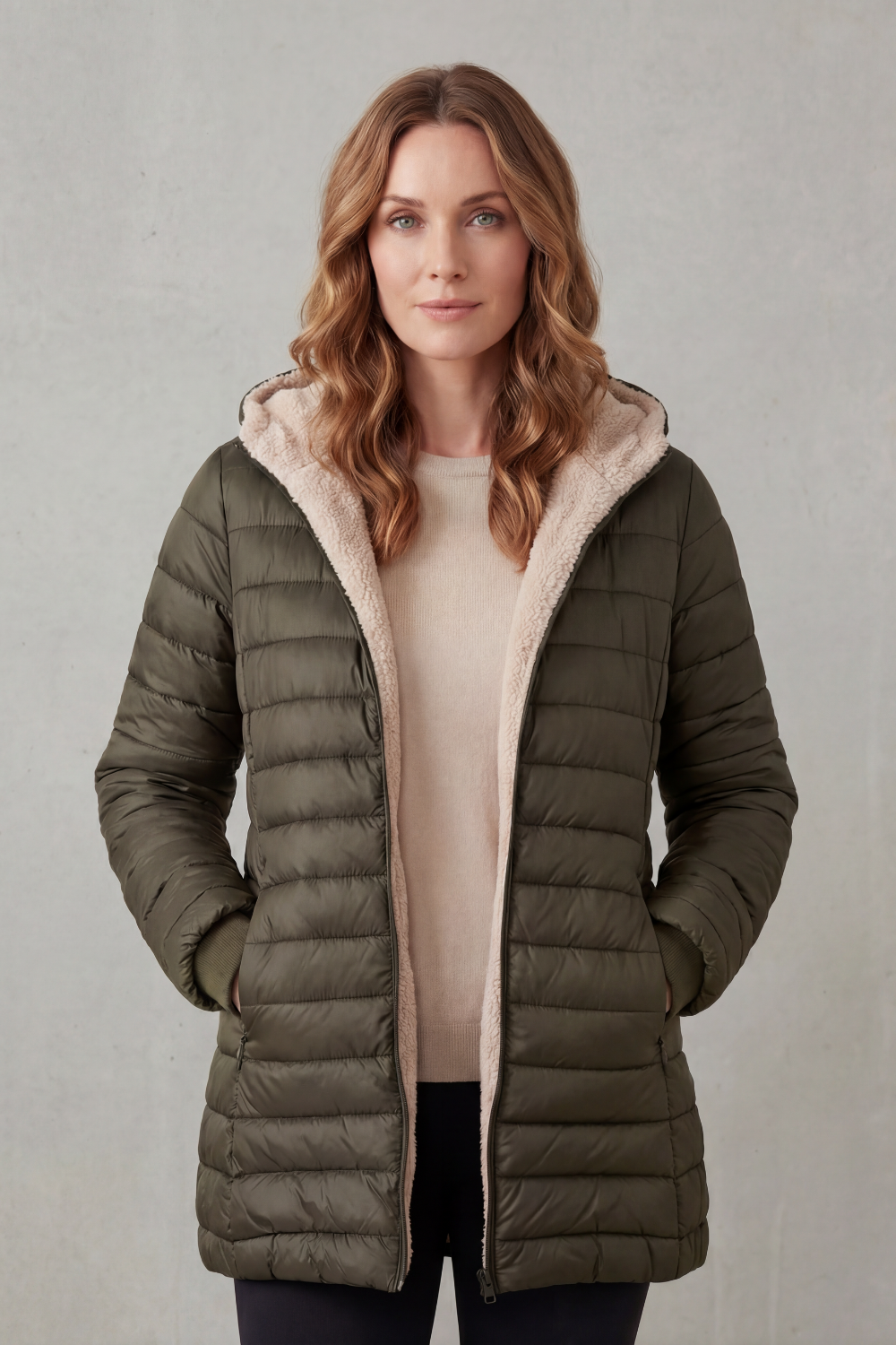 Ellavue | Confort con forro sherpa – Chaqueta puffer con capucha
