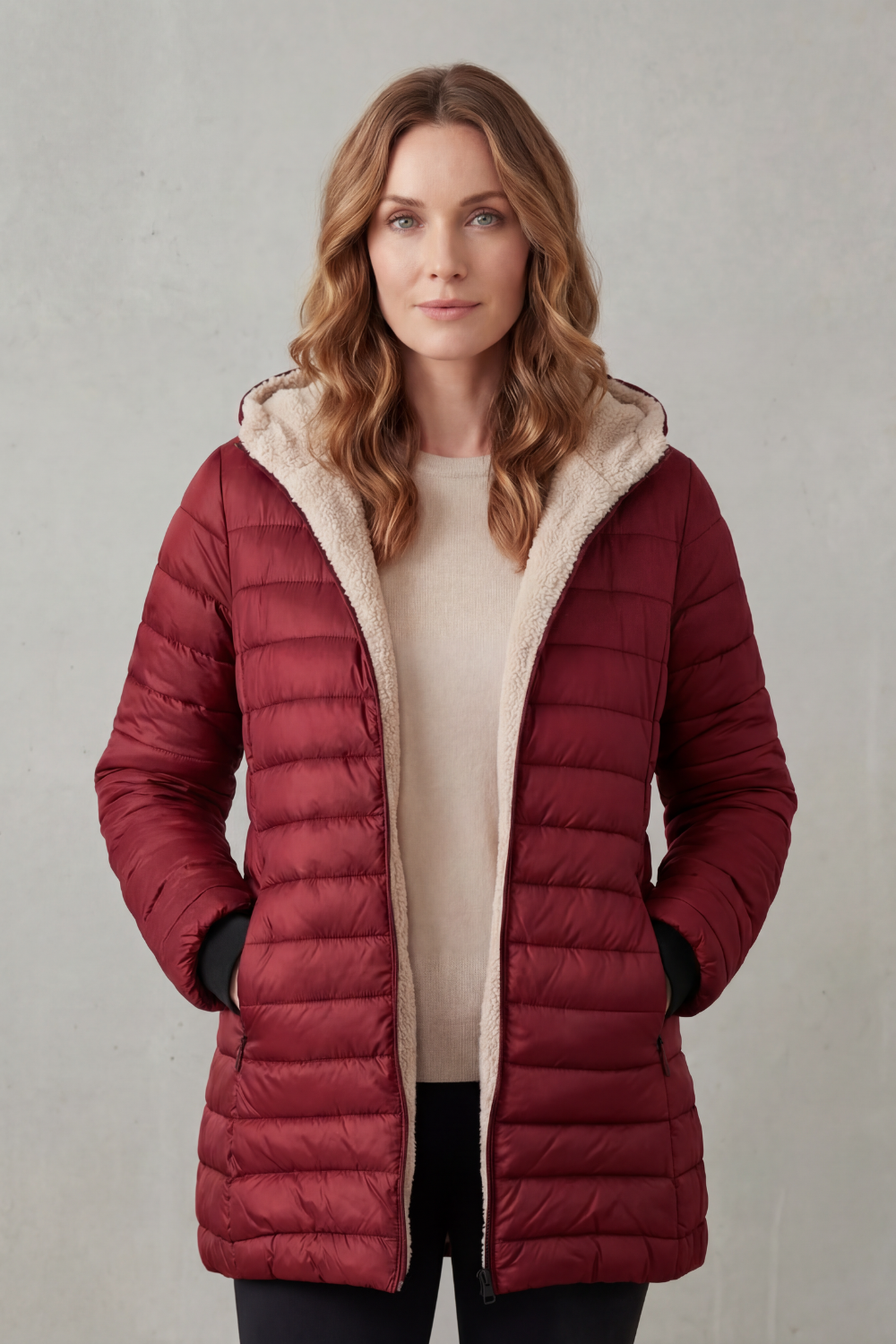 Ellavue | Confort con forro sherpa – Chaqueta puffer con capucha
