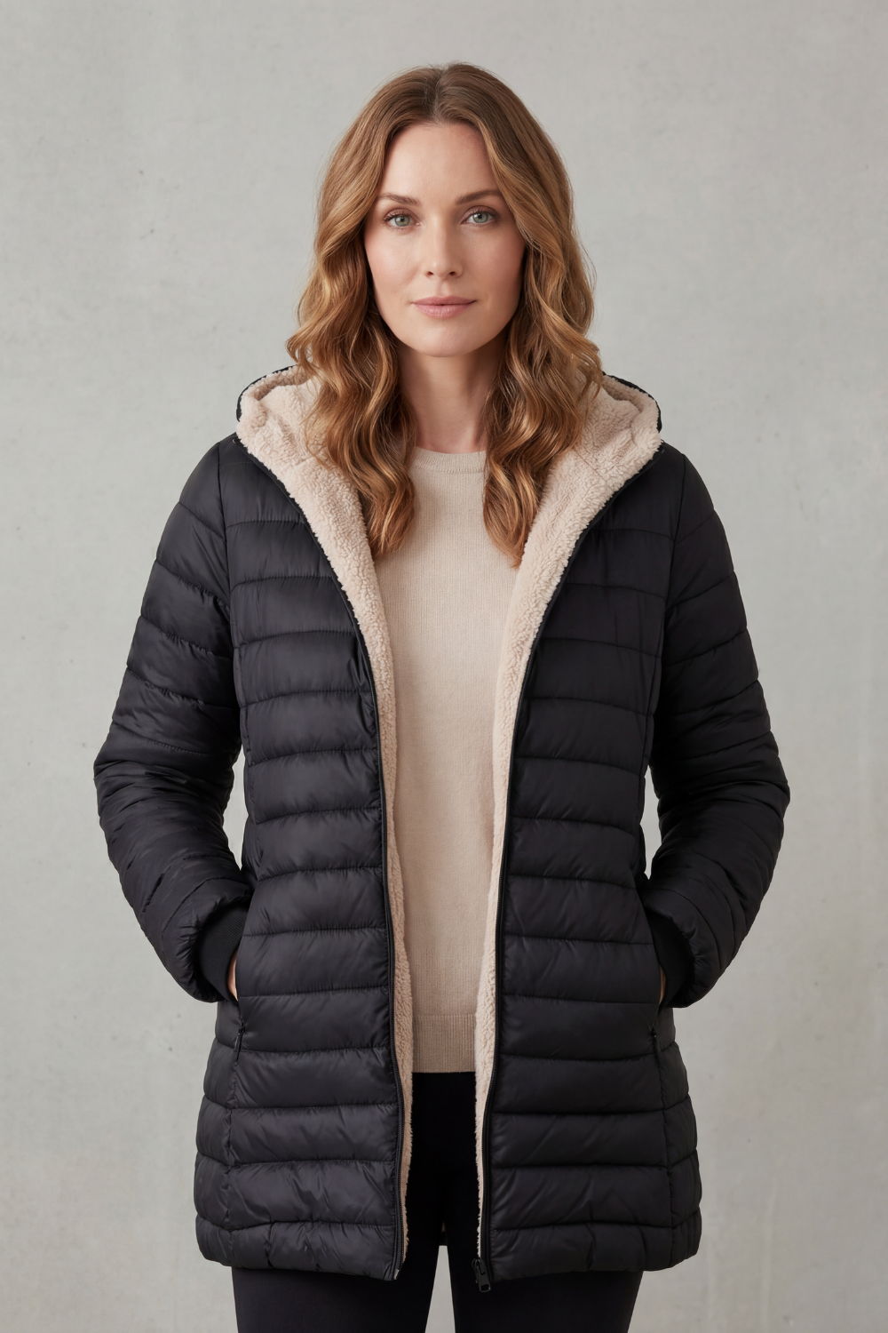 Ellavue | Confort con forro sherpa – Chaqueta puffer con capucha