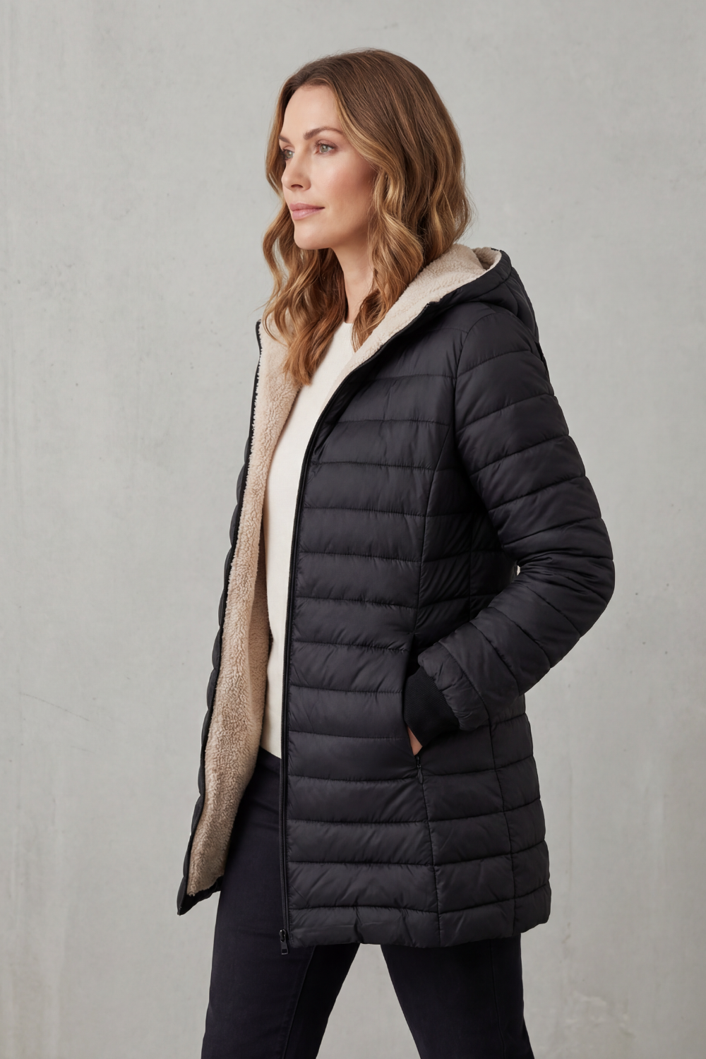 Ellavue | Confort con forro sherpa – Chaqueta puffer con capucha