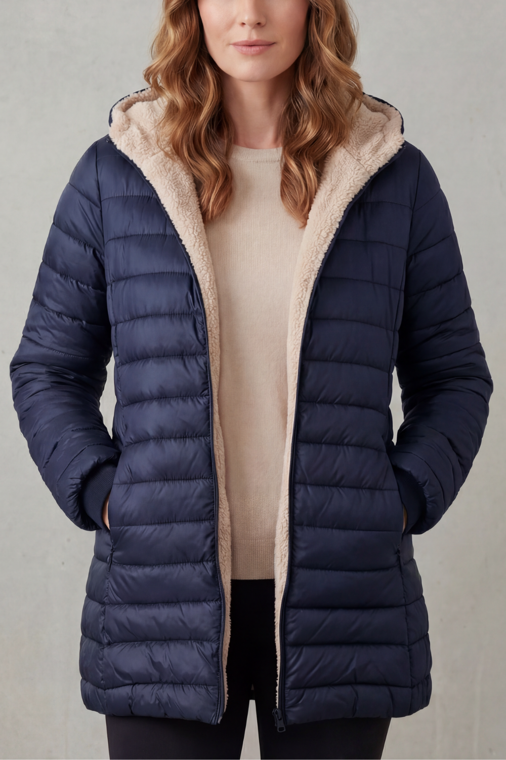Ellavue | Confort con forro sherpa – Chaqueta puffer con capucha