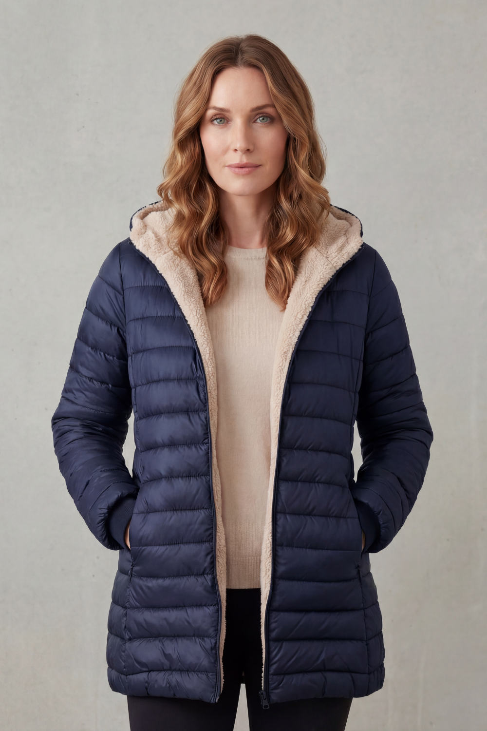 Ellavue | Confort con forro sherpa – Chaqueta puffer con capucha