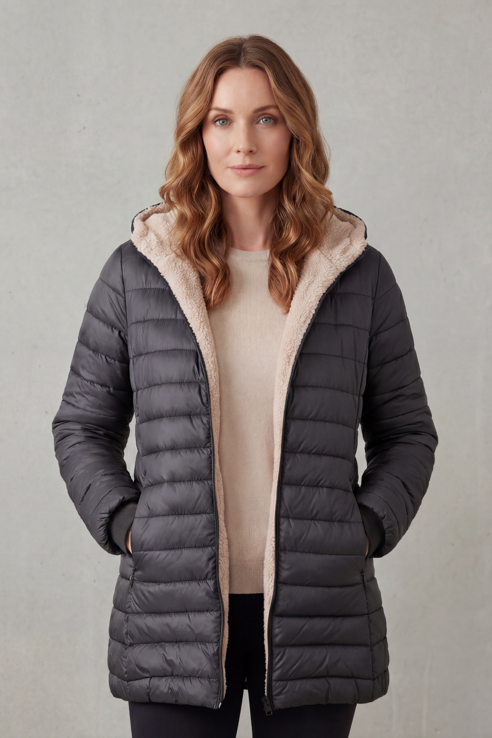 Ellavue | Confort con forro sherpa – Chaqueta puffer con capucha