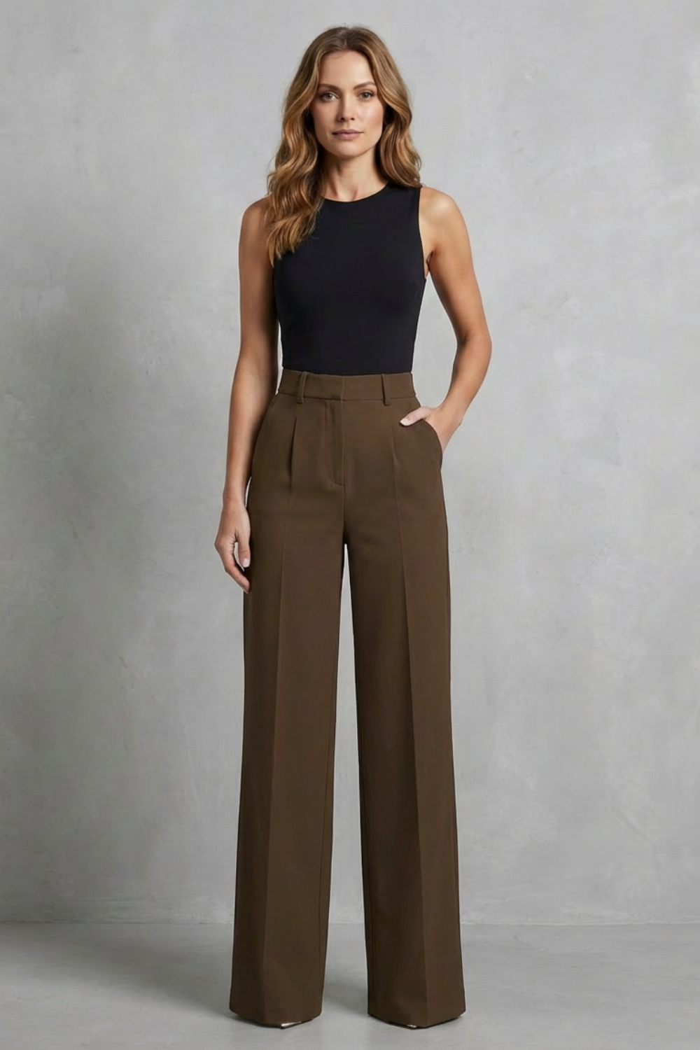 Elozane | Pantalones wide leg tiro alto – Pinzas entalladas