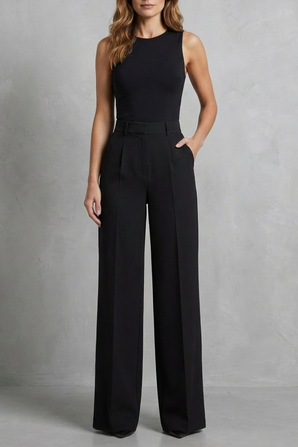 Elozane | Pantalones wide leg tiro alto – Pinzas entalladas