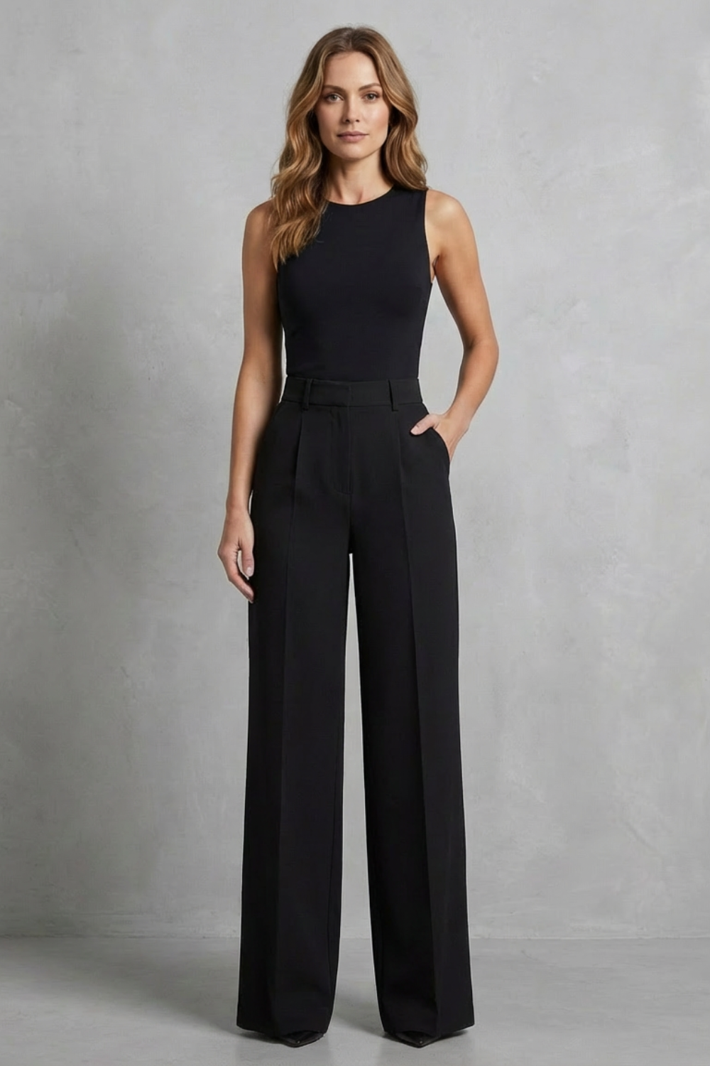 Elozane | Pantalones wide leg tiro alto – Pinzas entalladas
