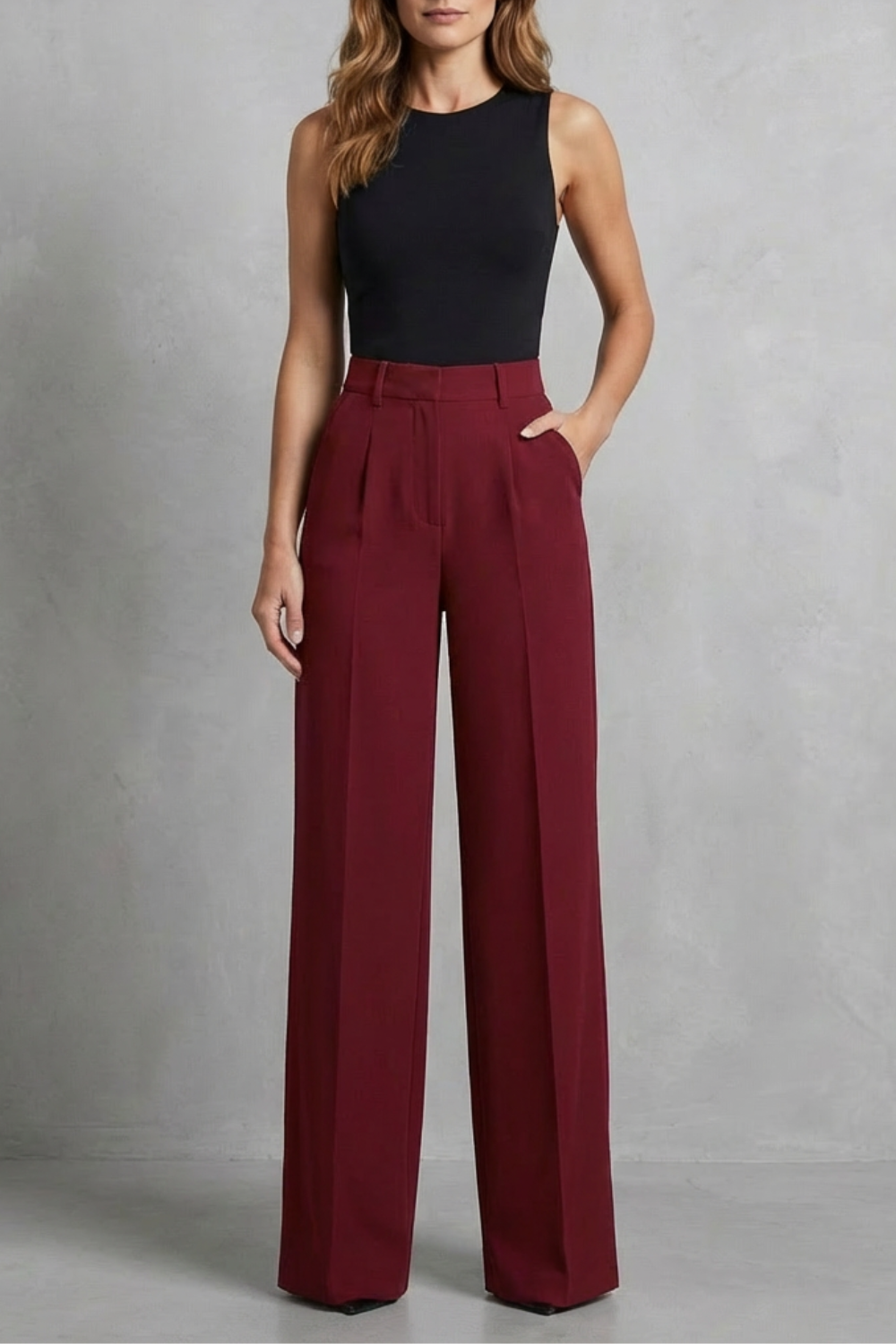 Elozane | Pantalones wide leg tiro alto – Pinzas entalladas