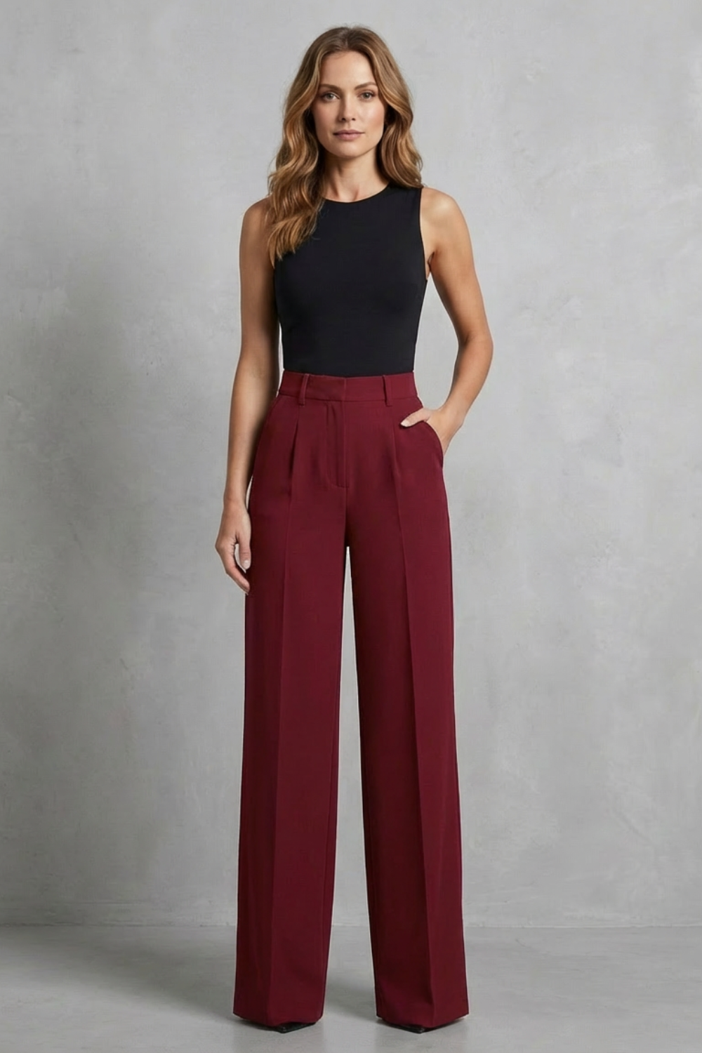 Elozane | Pantalones wide leg tiro alto – Pinzas entalladas