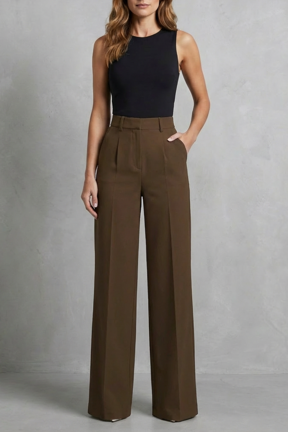 Elozane | Pantalones wide leg tiro alto – Pinzas entalladas