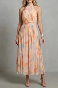 Esther | Elegancia halter – Vestido con estampado acuarela
