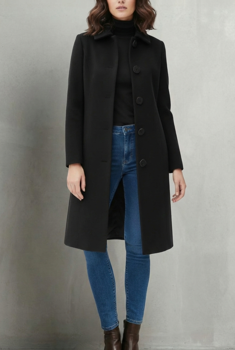 Noireva | Sastrería acampanada – Abrigo largo estructurado