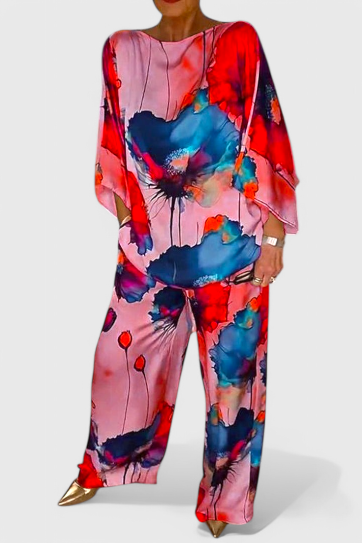 Karoline | Conjunto Floral de Dos Piezas con Ajuste Relajado