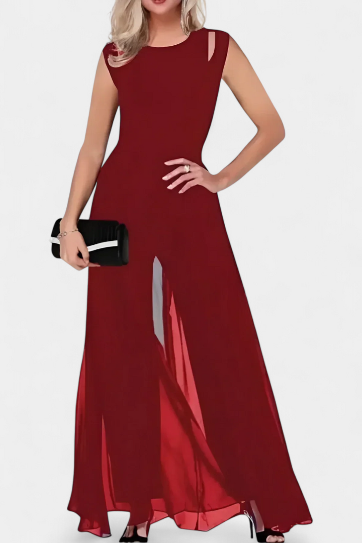 Nadia | Mono Elegante sin Mangas con Transparencia Frontal