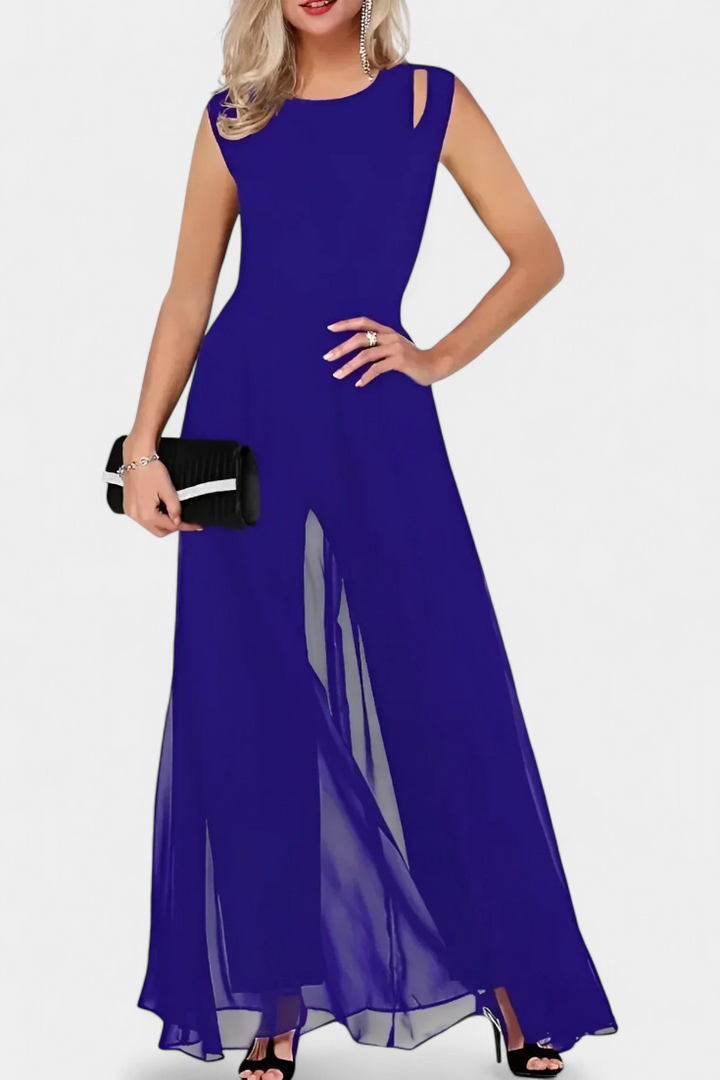 Nadia | Mono Elegante sin Mangas con Transparencia Frontal