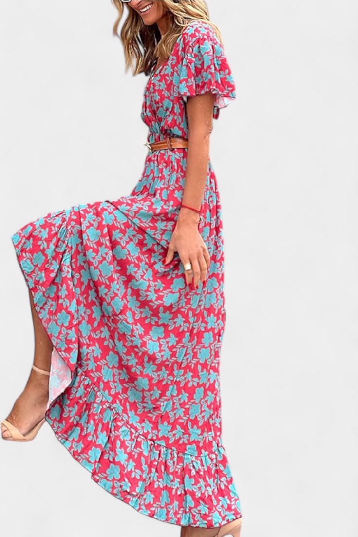 Kinslee | Vestido Maxi de Estilo Swing con Escote en V