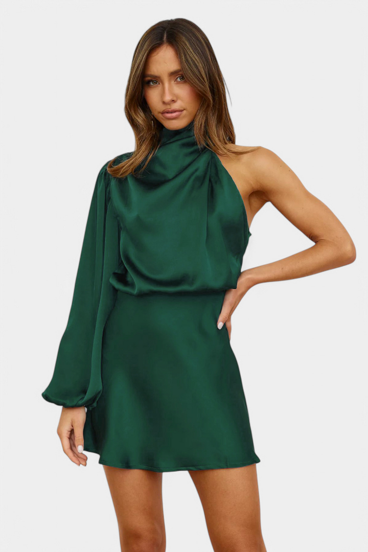 Mara | Vestido Mini Drapado de Un Hombro