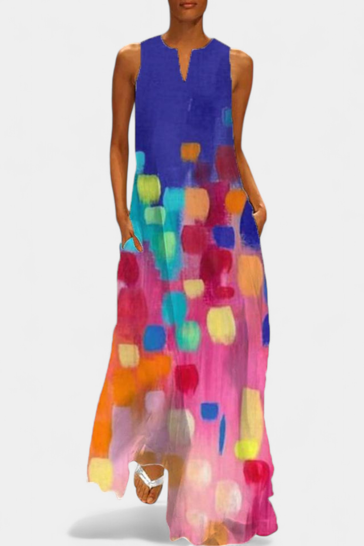 Enna | Vestido Colorido Sin Mangas con Escote en V
